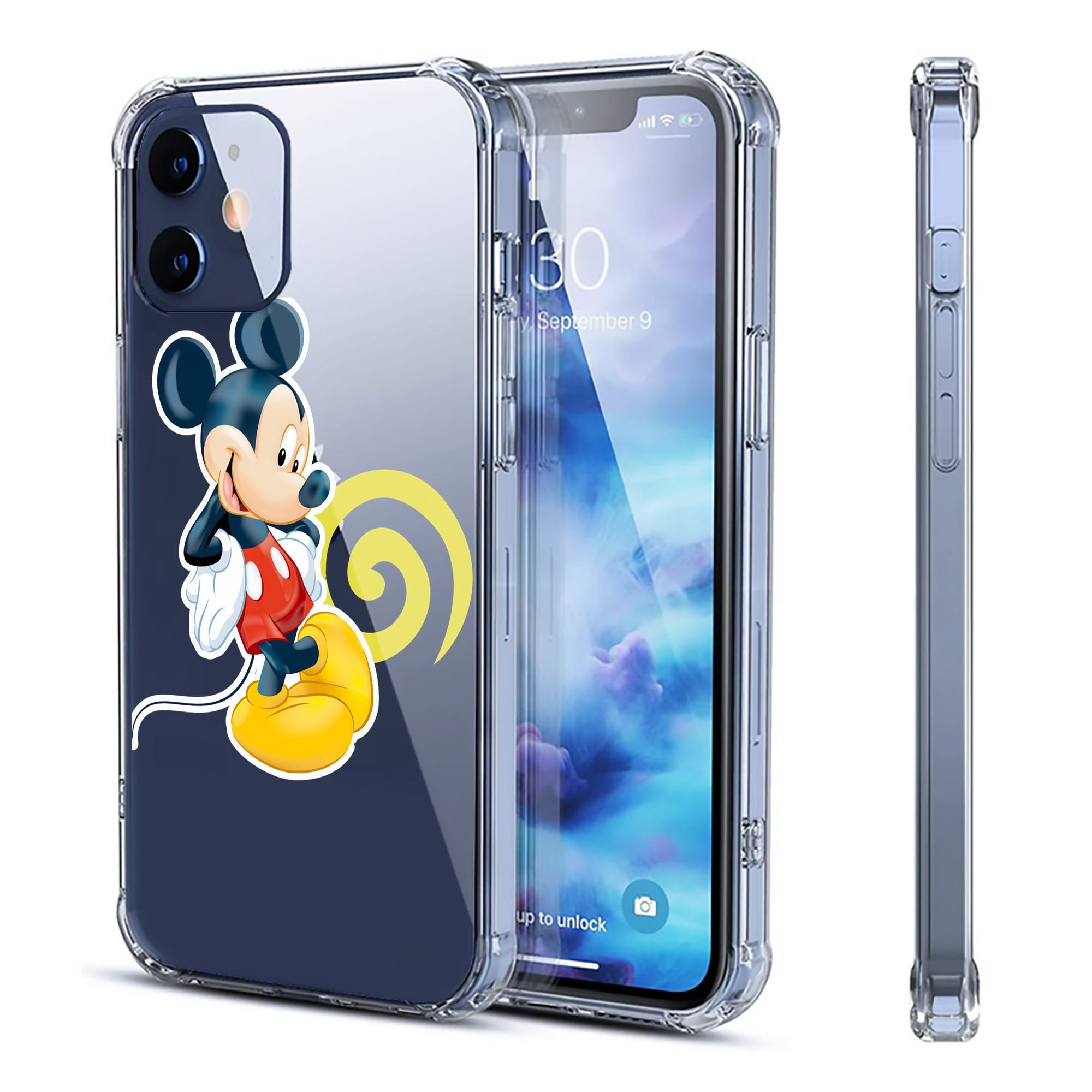 （画像用） ミッキーマウス Mickey Mouse 【iPhone 12シリーズ対応】透明スマホケース（クリアソフトケース）